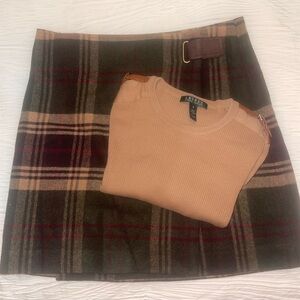Jones New York women’s petite Size 12 wool plaid wrap skirt